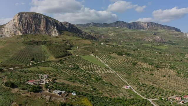 Aerial view of fields in Sciacca Agrigento Sicily Italy