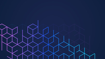 Abstract geometric background with isometric digital blocks. Blockchain concept and modern technology. Vector Illustration - obrazy, fototapety, plakaty