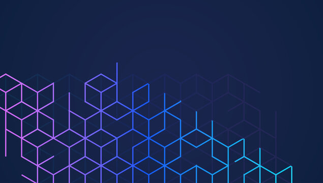 Abstract geometric background with isometric digital blocks. Blockchain concept and modern technology. Vector Illustration