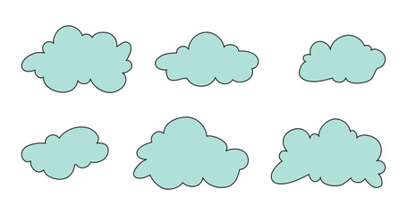 set  with vector doodle clouds  