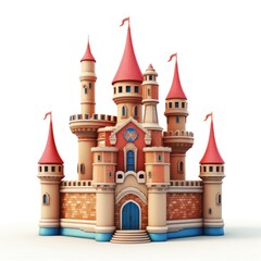 Obraz premium Whimsical 3D Cartoon Castle Isolated generative AI