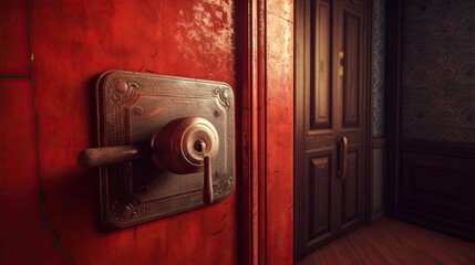 Obraz premium Antique door handle with an unusual design, with which we can travel back a century in time. Generative AI Technology 