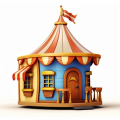 3D Cartoon Hut Isolated on White Background with Clipping Path, Full Depth of Field, and Focus Stacking Generative AI