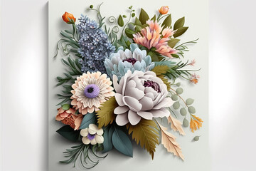 3d floral bouquet white background generative ai