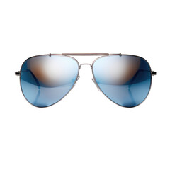 Mirrored aviator sunglasses isolated on transparent background. Generative AI