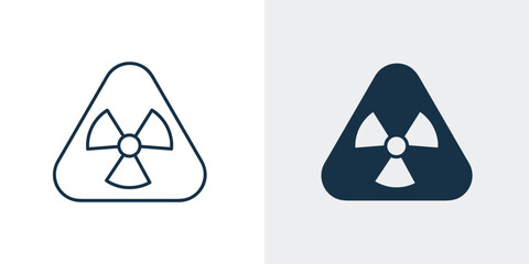 Nuclear Radiation icon with Triangle Vector. sign of radioactive, danger, warning line illustration