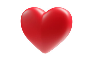 Shape of red heart, clipping path, 3D rendering