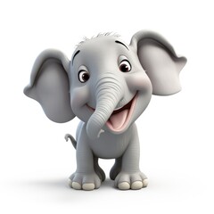 3D Cartoon Elephant in Isolation, Full Depth of Field, and Focus Stacking Generative AI