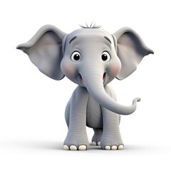 3D Cartoon Elephant in Isolation, Full Depth of Field, and Focus Stacking Generative AI