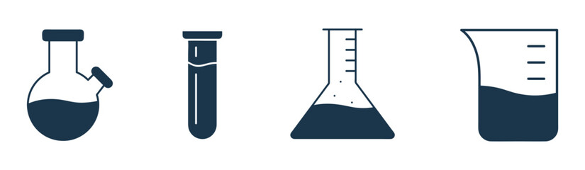 Laboratory glass icon vector. Science, test tube, comical  flask solid, and line illustration