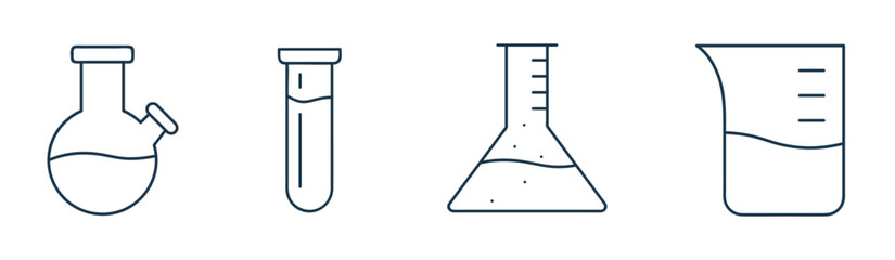 Laboratory glass icon vector. Science, test tube, comical  flask solid, and line illustration - obrazy, fototapety, plakaty