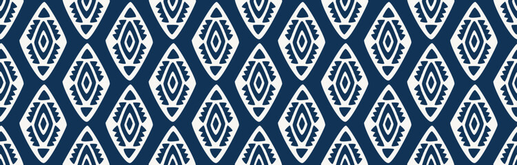 Ethnic abstract ikat art. Seamless pattern in tribal, folk embroidery, and Mexican style. Aztec geometric art ornament print. Design for carpet, wallpaper, clothing, wrapping, fabric, cover, textile.