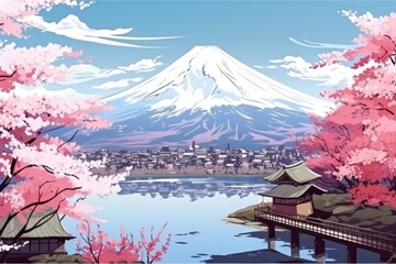 Tranquil Reflections: Japanese Landscape Serenity Generative AI