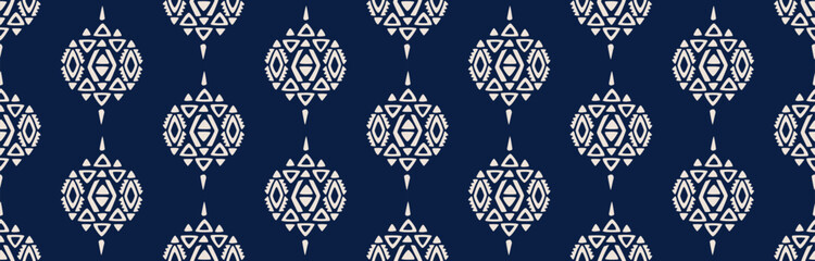 Ethnic abstract ikat art. Seamless pattern in tribal, folk embroidery, and Mexican style. Aztec geometric art ornament print. Design for carpet, wallpaper, clothing, wrapping, fabric, cover, textile.