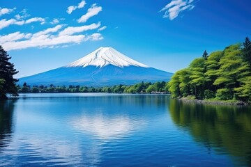 Naklejka na ściany i meble Tranquil Reflections: Japanese Landscape Serenity Generative AI