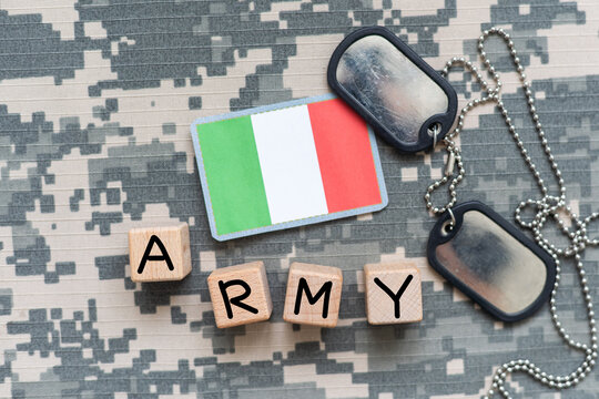 Army camouflage uniform with flag on it, Italy