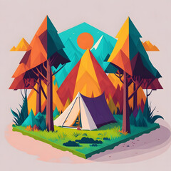 a tent in the forrest
