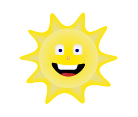 Cartoon sun with a smile. preliminary illustration