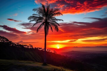 Obraz premium Golden Horizons: Sunset in the Natural Beauty of Colombia, LATAM Generative AI