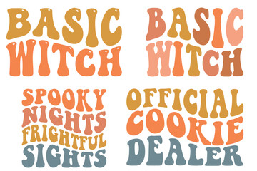 Basic Witch, Spooky Nights Frightful Sights, Official Cookie Dealer retro wavy SVG bundle T-shirt