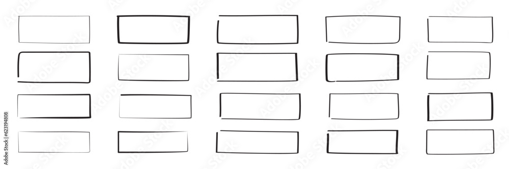 Poster set of hand drawn rectangle. text box and frames. vector illustration.