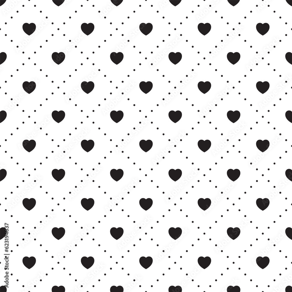 Poster seamless geometric pattern with hearts. vector repeating texture.