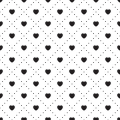 Seamless geometric pattern with hearts. Vector repeating texture.