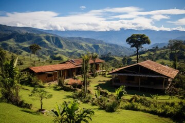Obraz premium Tranquil Retreat: LATAM Farm Finca in Colombia for Couples and Families Generative AI