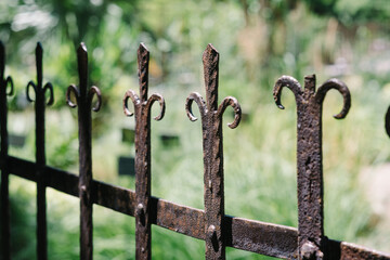 Detail of an ancient wrought iron fence