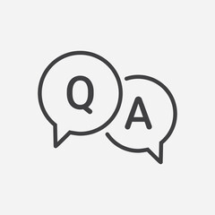 Fototapeta Questions and answers icon with speech bubble and q and a letters. Vector minimal trendy thin line illustration. social networks, business pages, eps 10 obraz