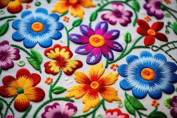 Fototapeta na wymiar Vibrant Traditions: Mexican Embroidery Generative AI