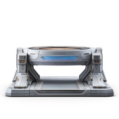 Obraz premium Modern Sci-Fi Empty Podium Isolated on White Background with Clipping Path, Full Depth of Field, and Focus Stacking Generative AI