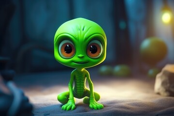 Cosmic Delight: Cute Adorable Cartoon Alien in Cinematic Shot Generative AI