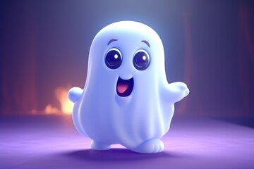 Cute Adorable Cartoon Ghost in Cinematic Shot Generative AI