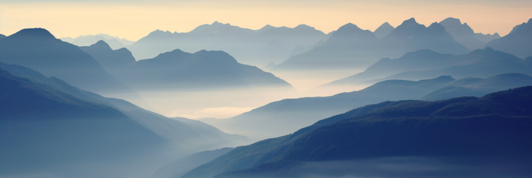 Blue hour after sunset over the mountains