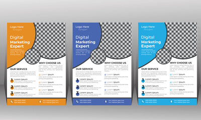 flyer template design, flyer in A4 with colorful triangles, Flyer Template Geometric shape