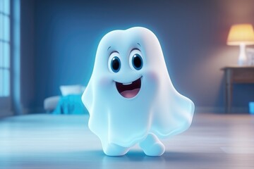 Cute Adorable Cartoon Ghost in Cinematic Shot Generative AI