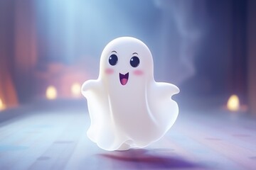 Cute Adorable Cartoon Ghost in Cinematic Shot Generative AI