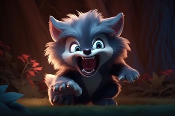 Cute Adorable Cartoon Werewolf in Cinematic Shot Generative AI