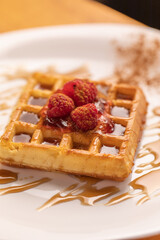 waffle con frambuesas 