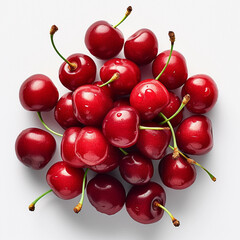 Multiple Cherries on a white background