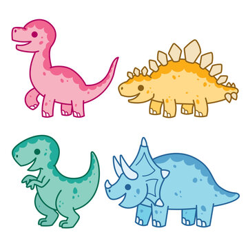 set of cute dinosaurs