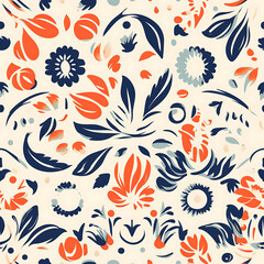 Stamp Print Ikat Seamless Pattern, inkt. Cultural motifs, Artistic pattern repetition, Stamped texture, textile.