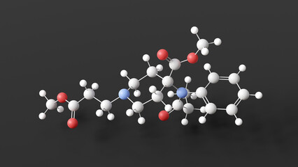 remifentanil molecule, molecular structure, opiate agonists, ball and stick 3d model, structural chemical formula with colored atoms