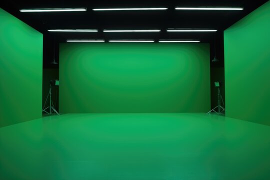 Blank Canvas: Exploring the Possibilities in an Empty Green Screen Studio Generative ai 