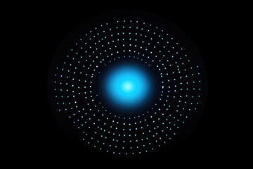 Cosmic Radiance: Abstract Generative AI Sci-Fi Artwork of Glowing Blue Circle on Black