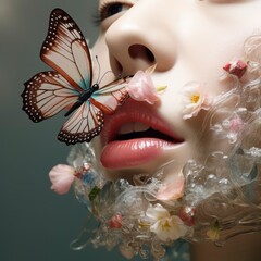 a lips,A colorful and playful butterfly, fluttering from flower to flower and spreading joy with its delicate beauty