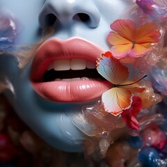 A lips, a colorful and playful butterfly
