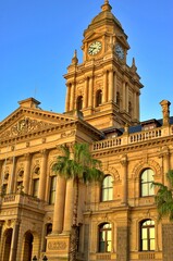Fototapeta na wymiar Cape Town City Hall early morning during golden hour.