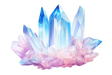 Pastel White Crystal Quartz Translucent Cartoon On White Background. Generative AI